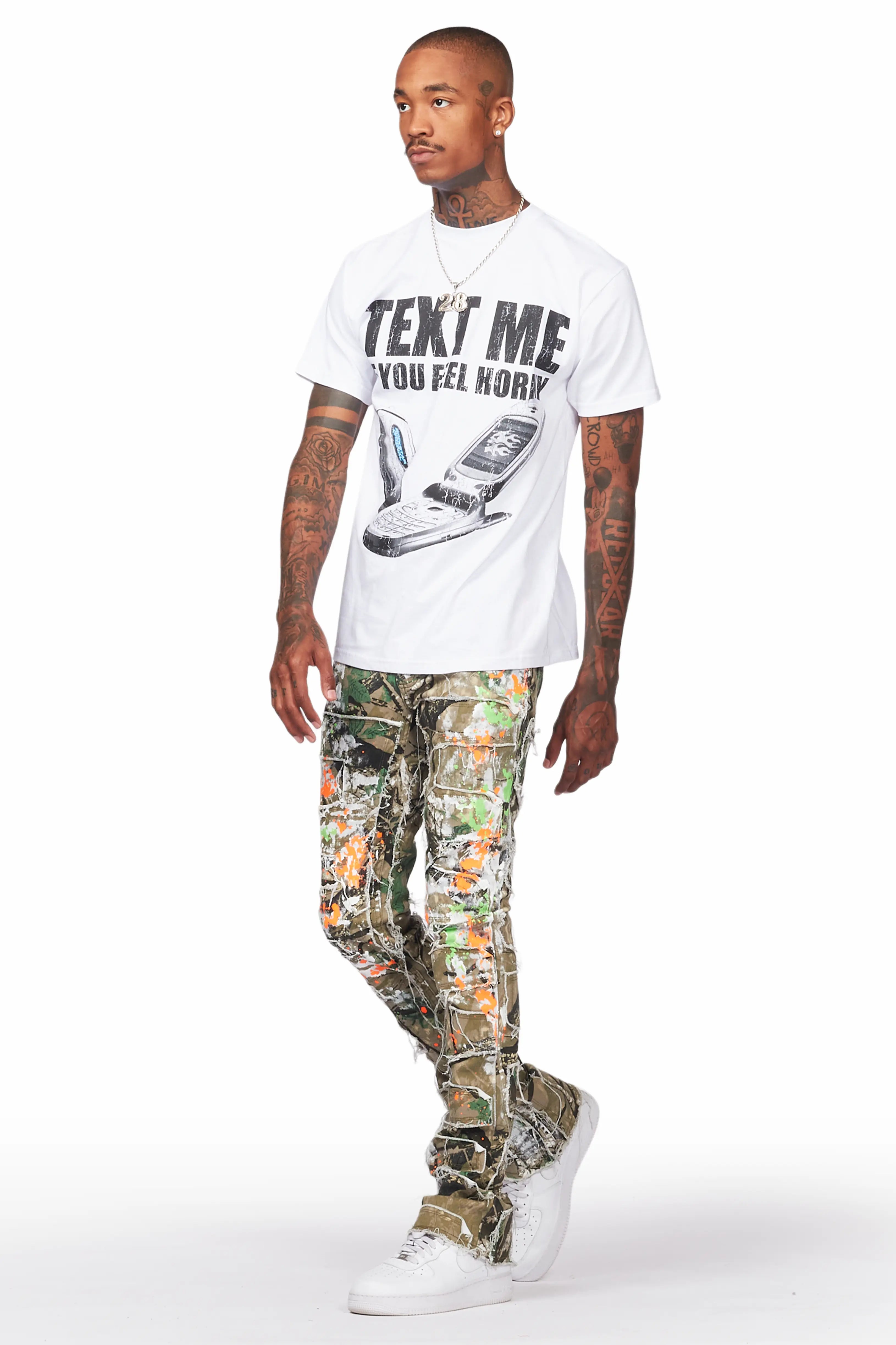 Egras Tree Camo Painter Stacked Flare Jean