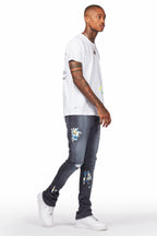 Paulo Charcoal Graphic Stacked Flare Pant