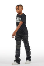 Boys Folant Black Slim Stacked Flare Jean