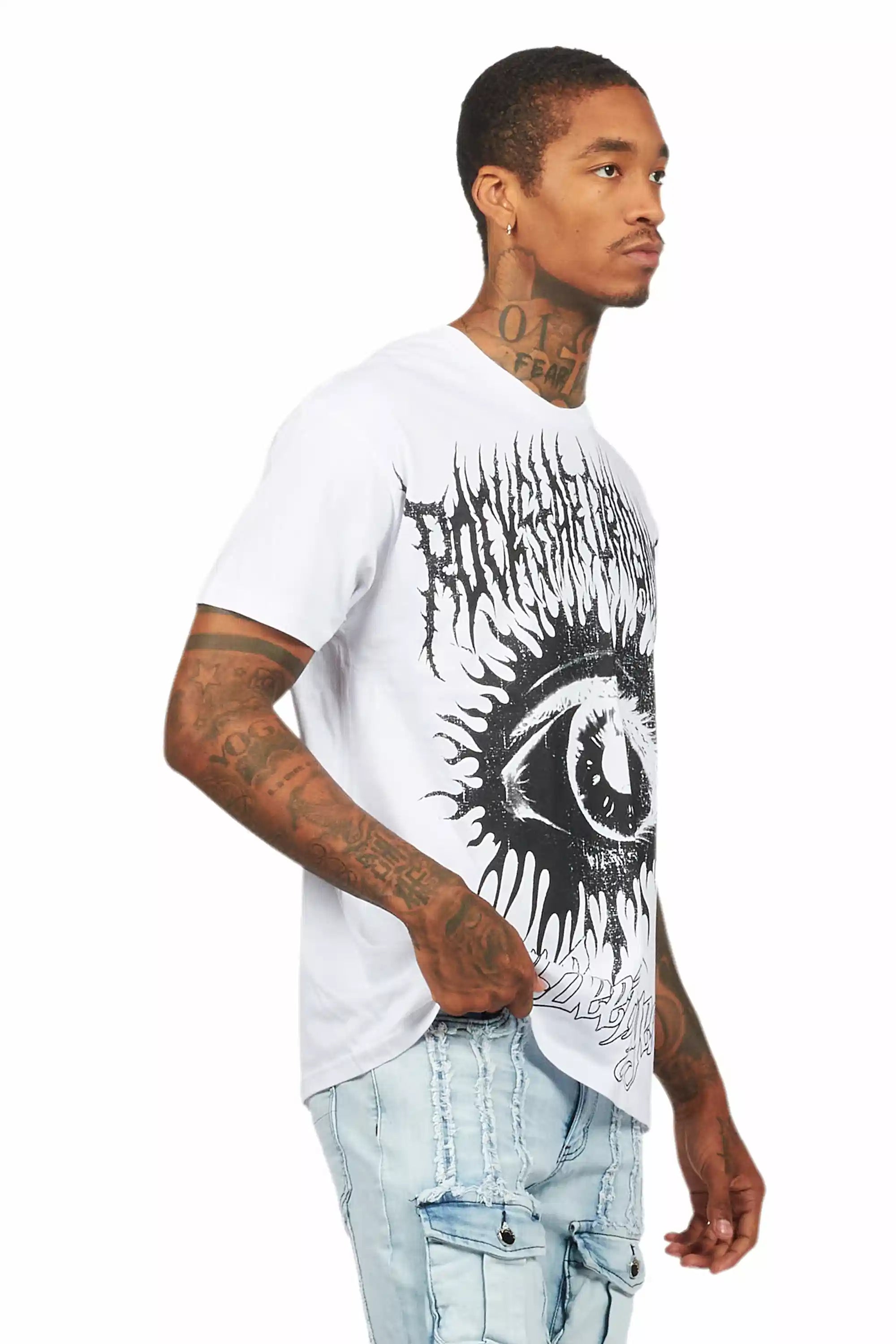 All Seeing Eyes White Graphic T-Shirt
