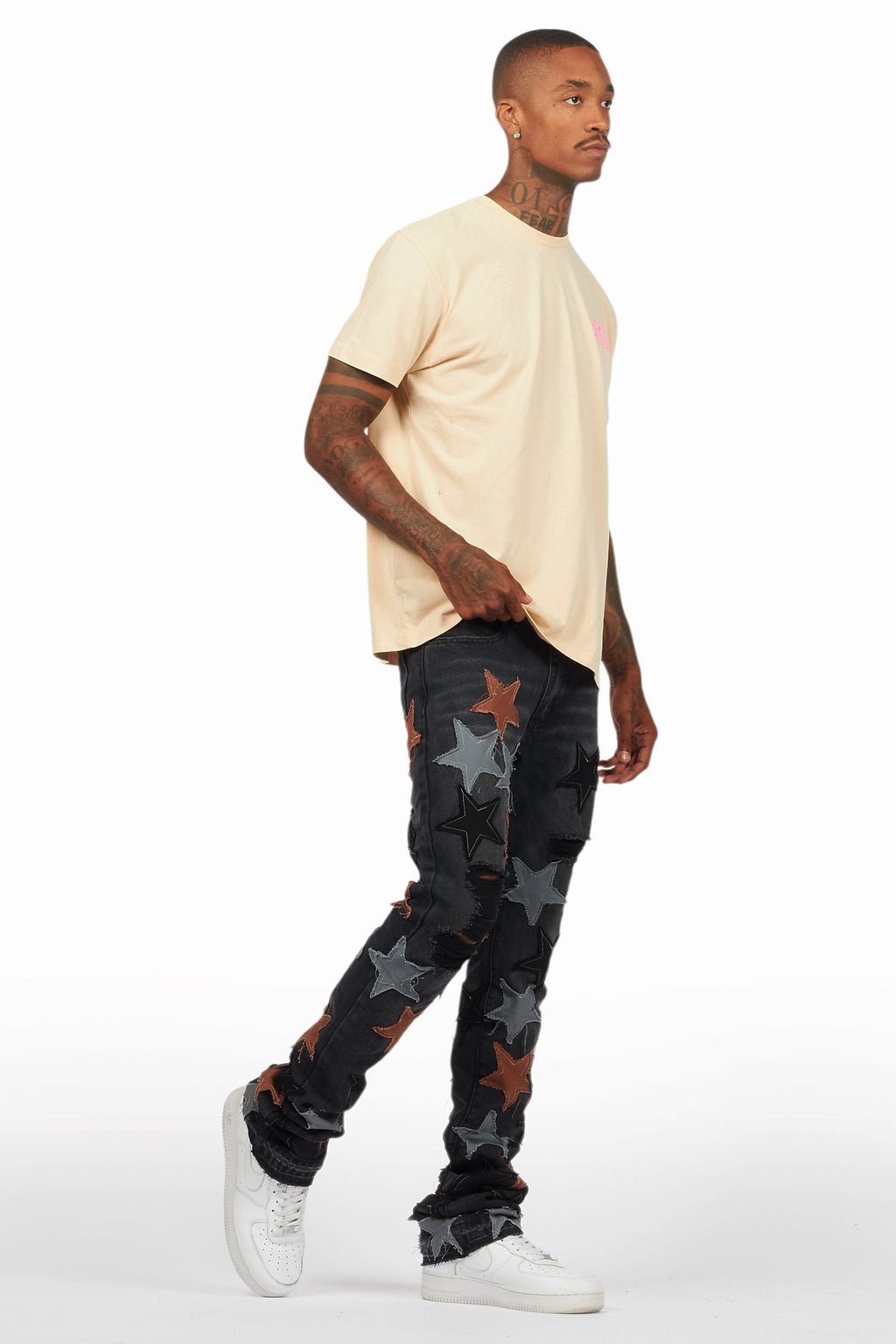 StarLane Dark Grey Stacked Flare Jean