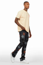 StarLane Dark Grey Stacked Flare Jean