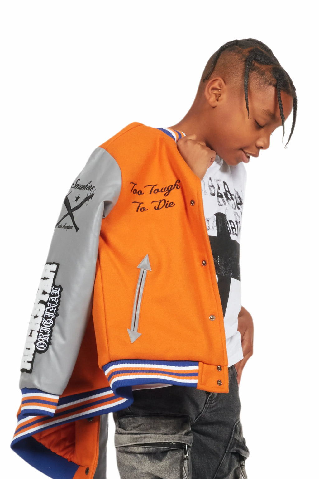 Boys Shexter Orange Varsity Jacket