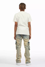 Boys Cermer Vintage Light Blue Flare Cargo Jean