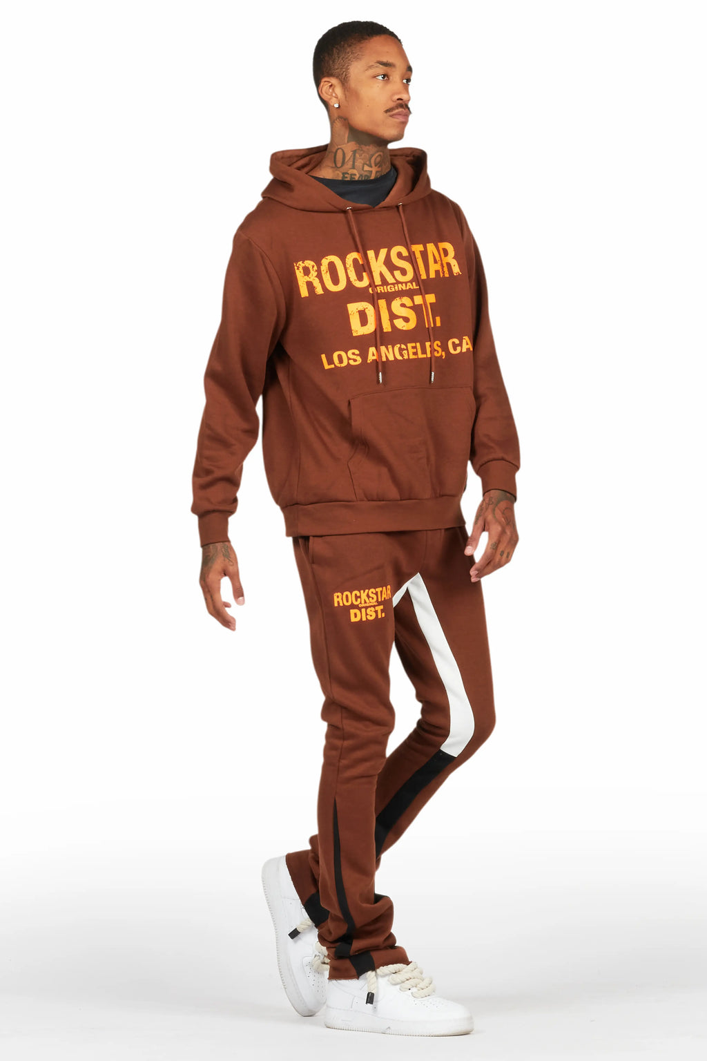 Lake Brown Hoodie/Stacked Flare Track Pant Set