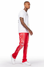Patel Red Graphic Stacked Flare Pant
