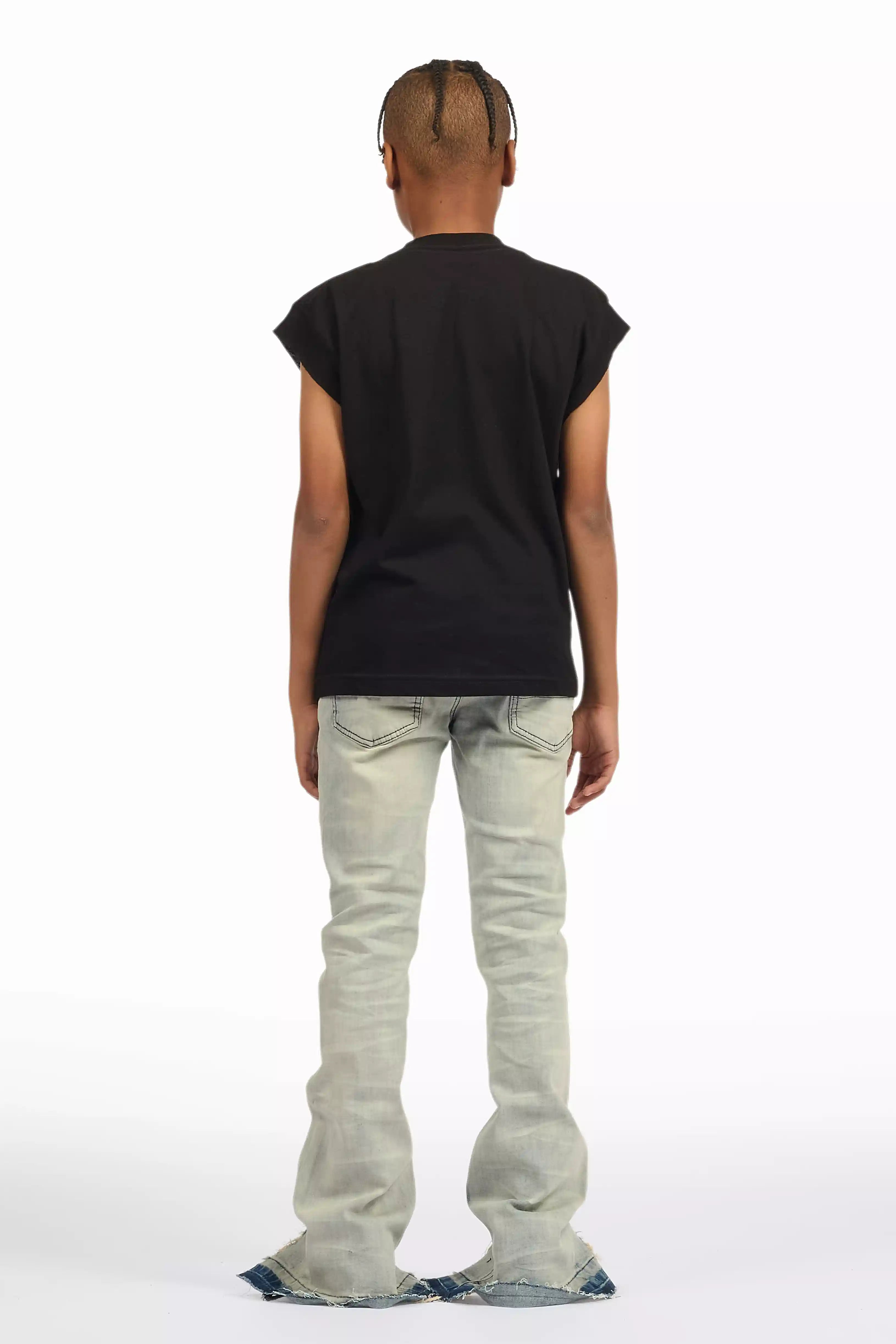 Boys Lakyn Light Wash Slim Stacked Flare Jean