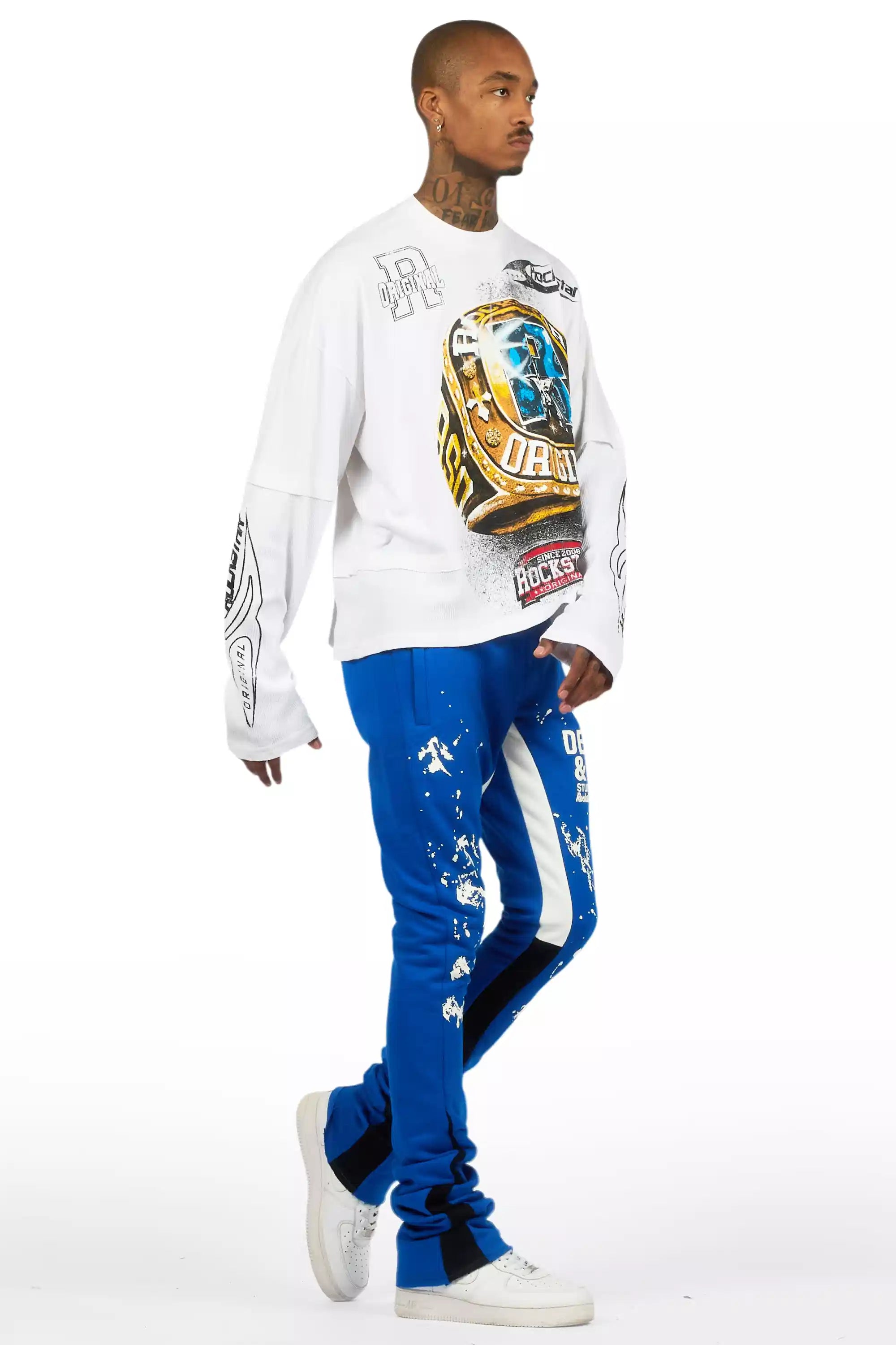 Damone Royal Super Stacked Flare Track Pant