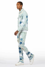 Starlane Light Blue Denim Jacket/Stacked Flare Jean Set