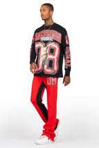 Fields Black/Red Double Layer T-Shirt/Baggy Pant Set
