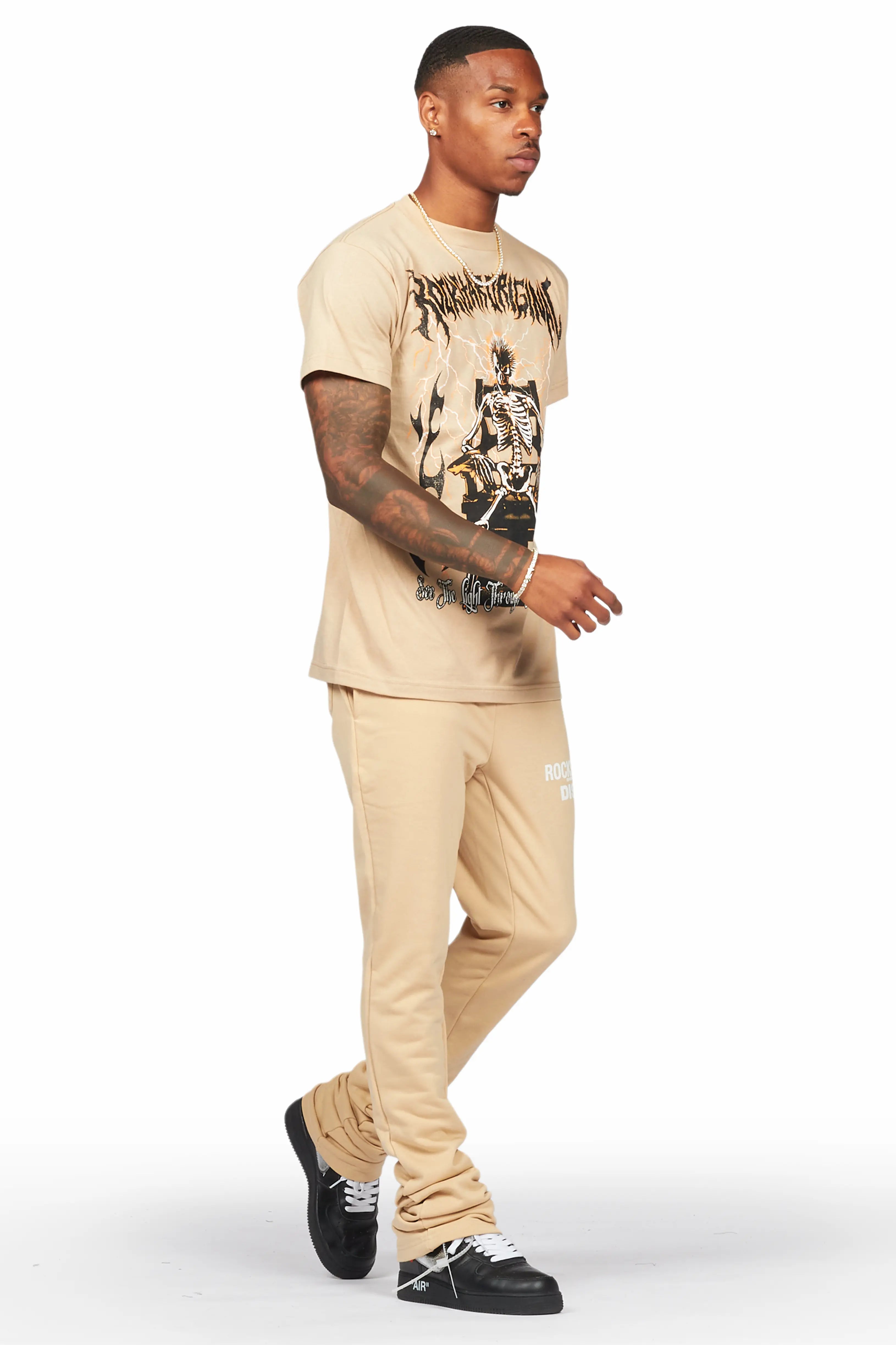 Alpine Beige Stacked Flare Pant