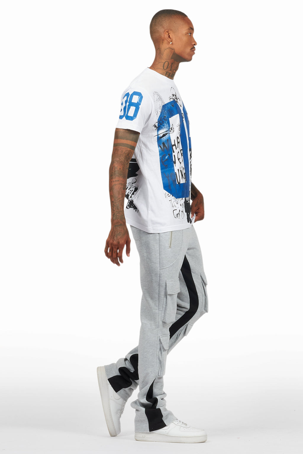 Antoon Heather Grey Stacked Flare Track Pant