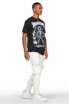 Garren Cream Skinny Fit Cargo Jean