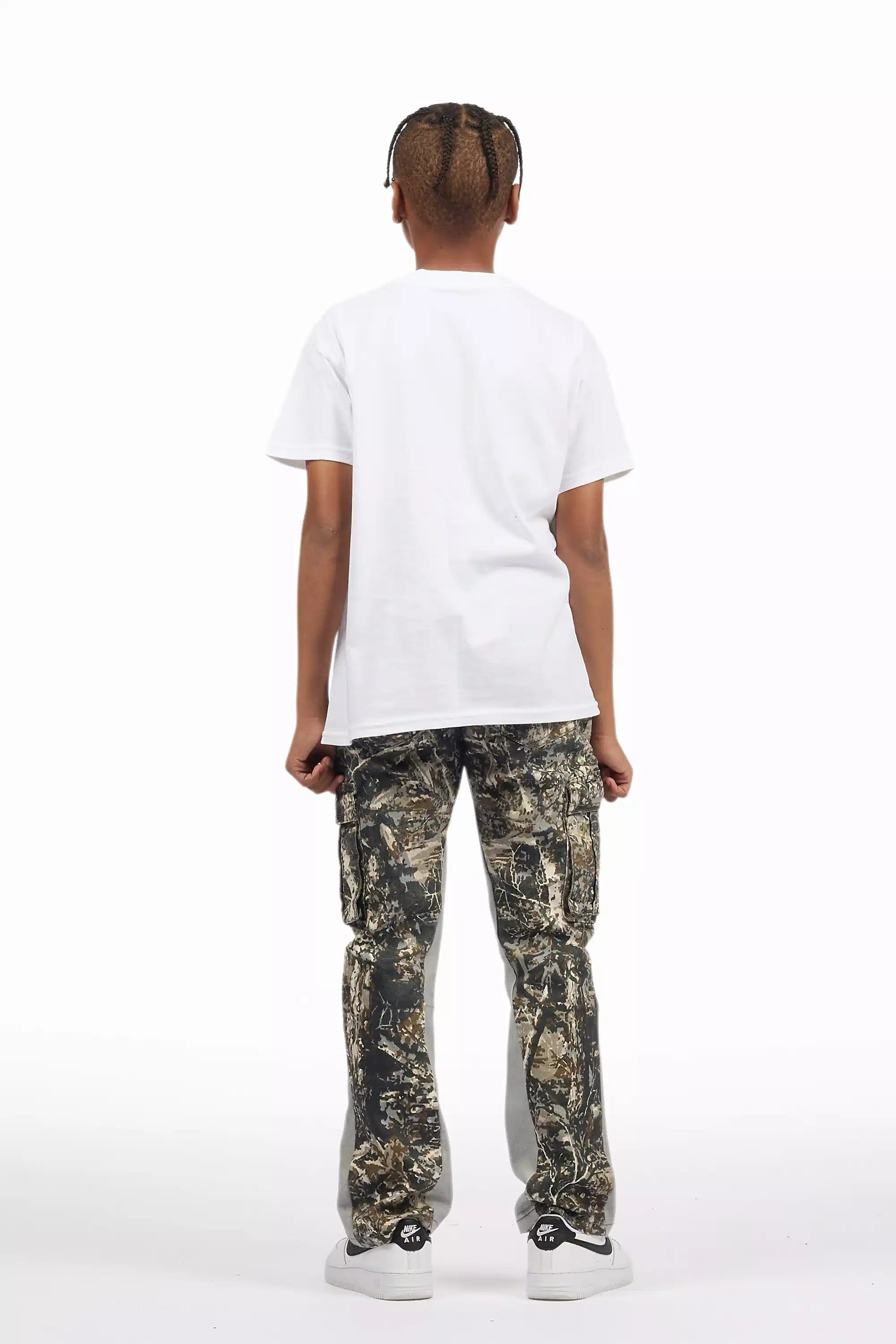 Boys Oak Grey Tree Camo Flare Cargo Jean