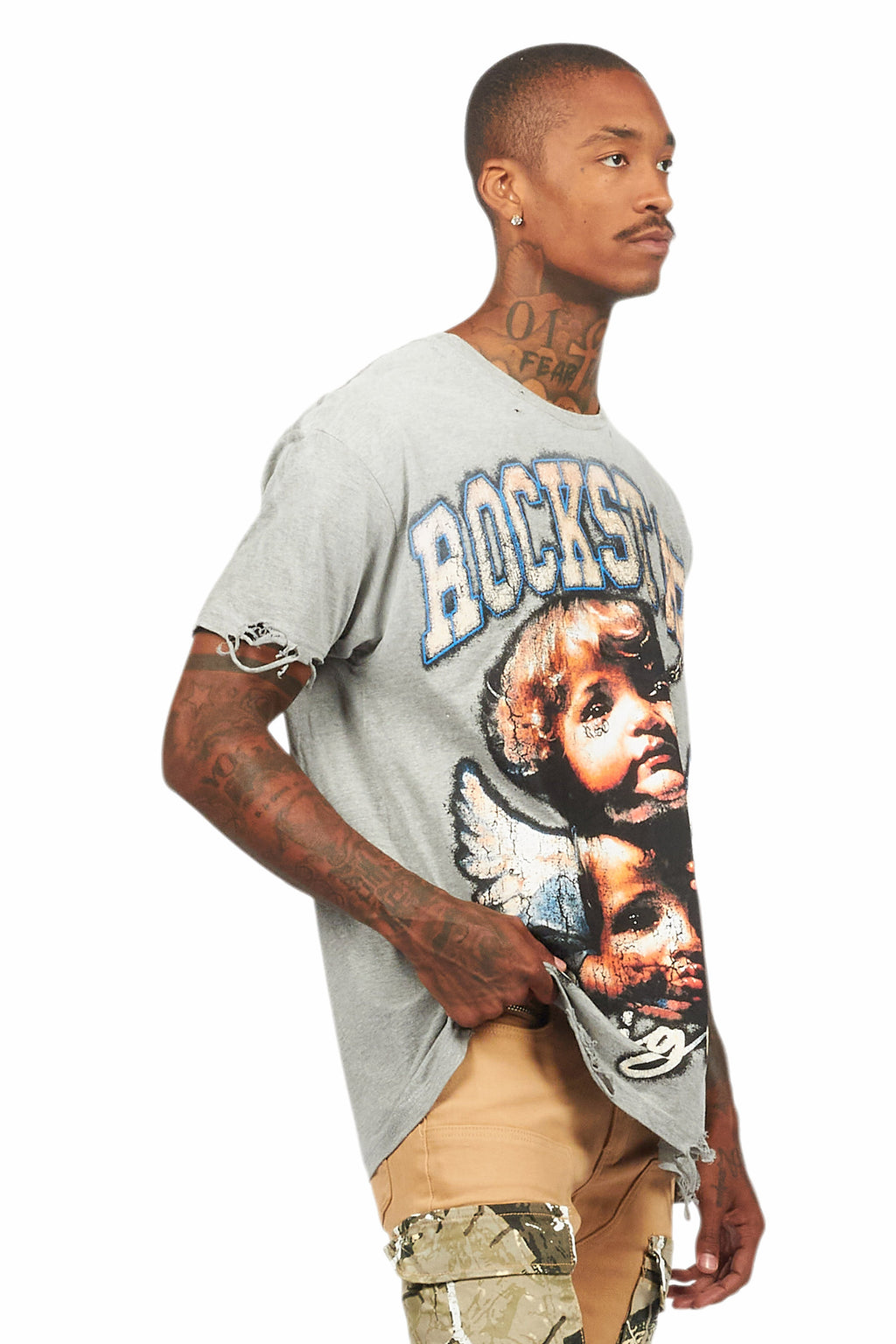 Deiter Heather Grey Oversized Graphic T-Shirt