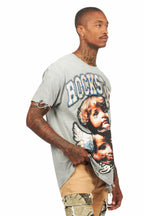 Deiter Heather Grey Oversized Graphic T-Shirt