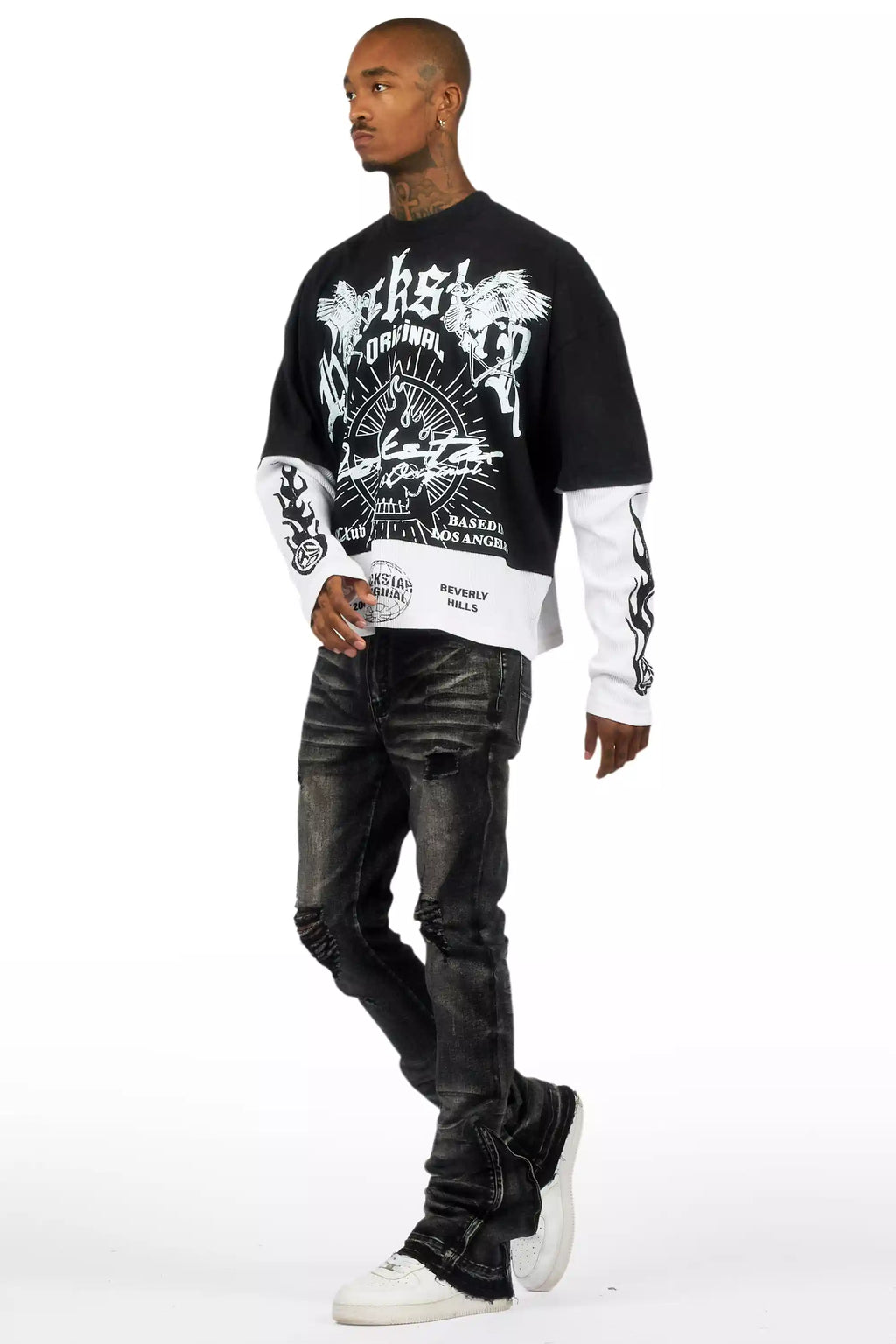 Jaymes Grey Stacked Flare Jean