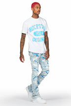 Ebbo Blue Painter Stacked Flare Jean