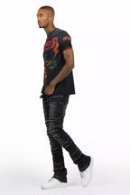 Franko Dark Grey Stacked Flare Jean