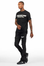 Connor Black T-Shirt/Stacked Flare Track Set