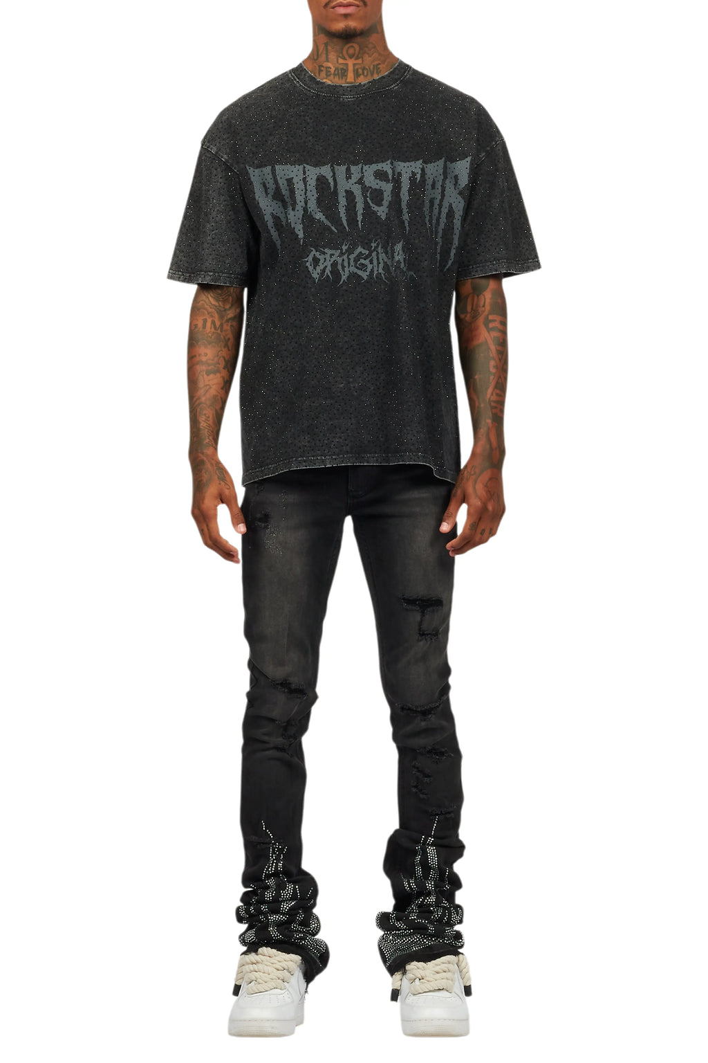 Andros Black Graphic Rhinestone T-Shirt