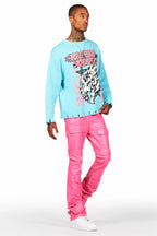 Barossa Hot Pink PU Cargo Stacked Flare Jean