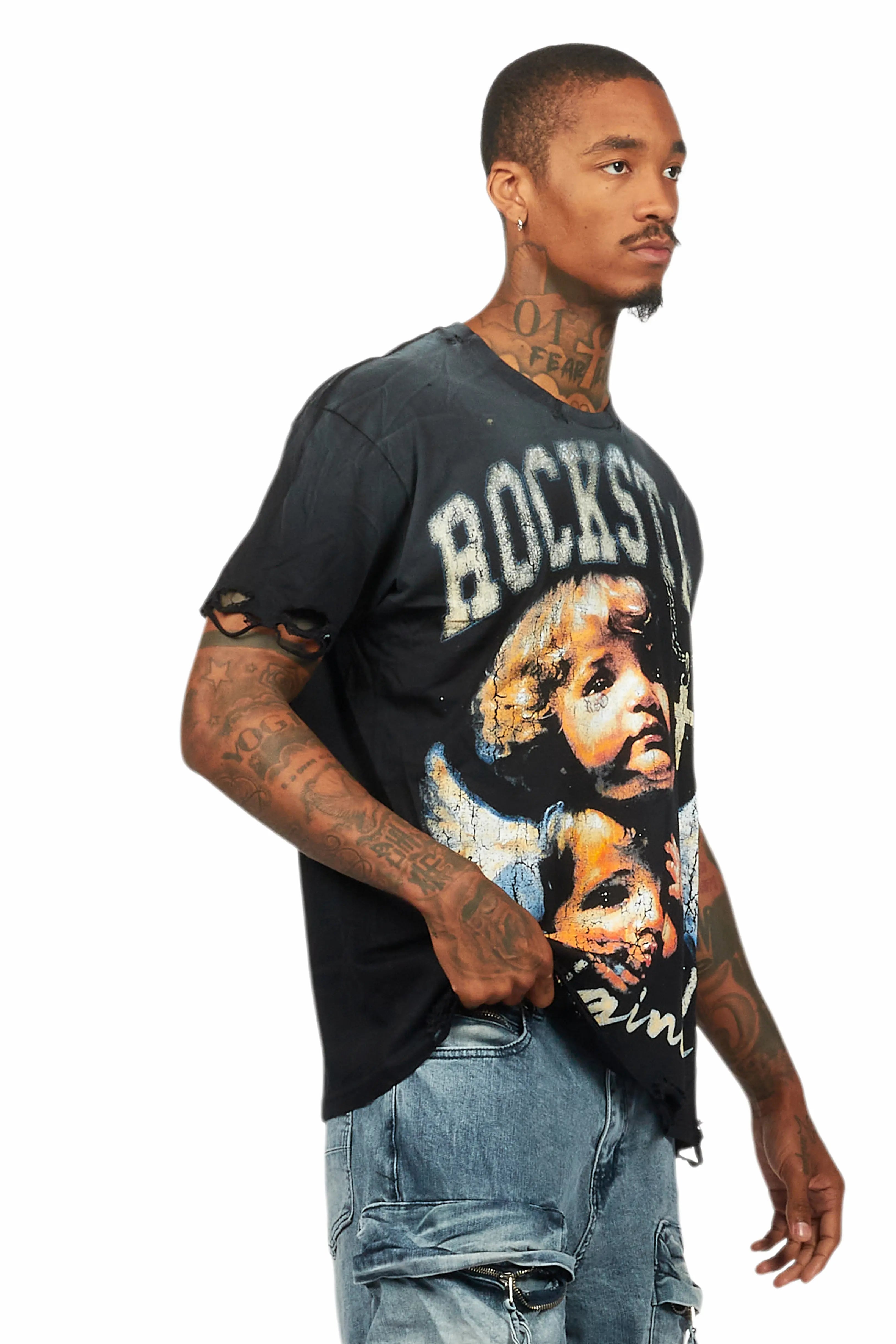 Deiter Black Oversized Graphic T-Shirt