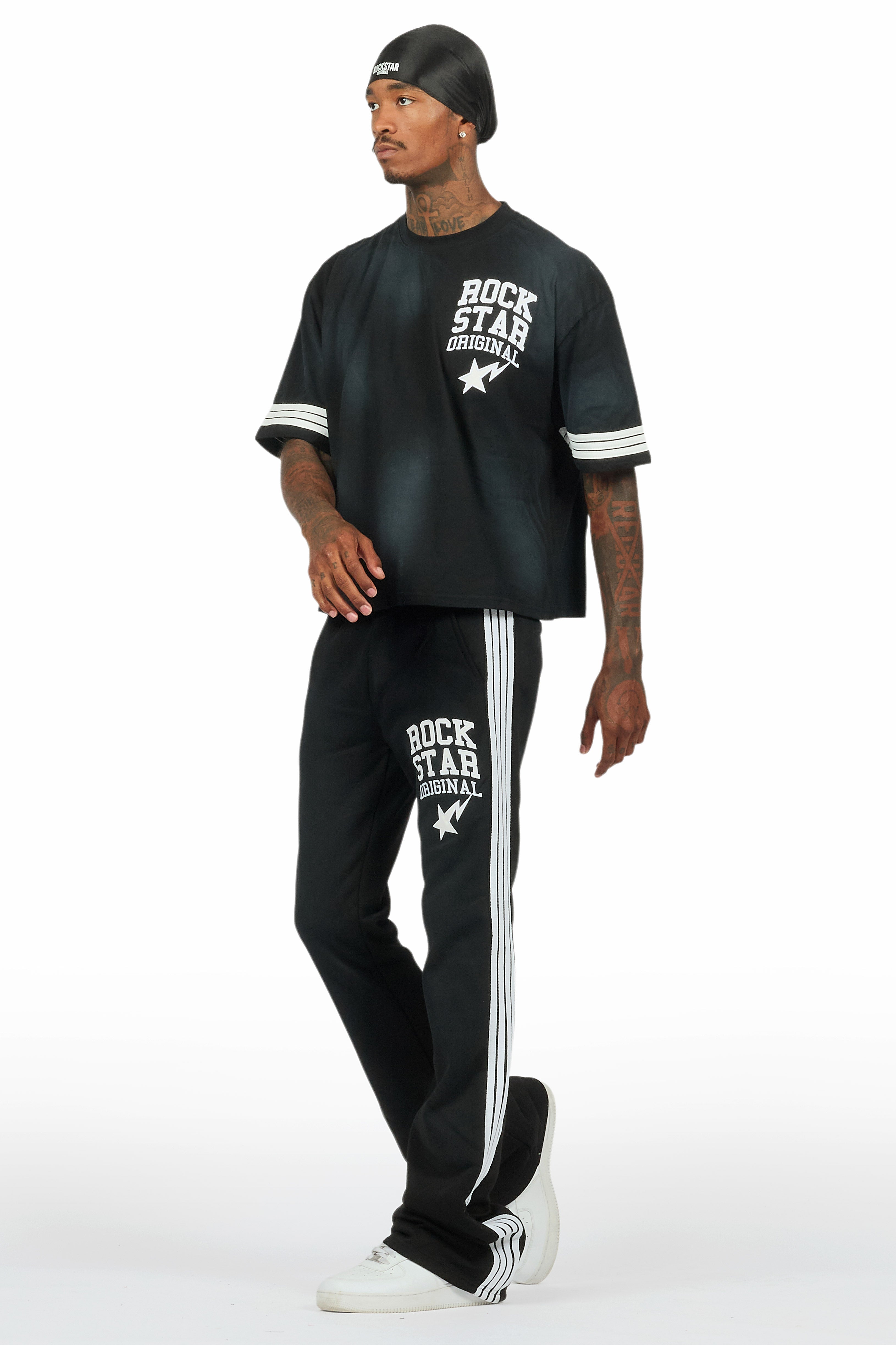 Gerrit Black T-Shirt/Stacked Flare Track Set