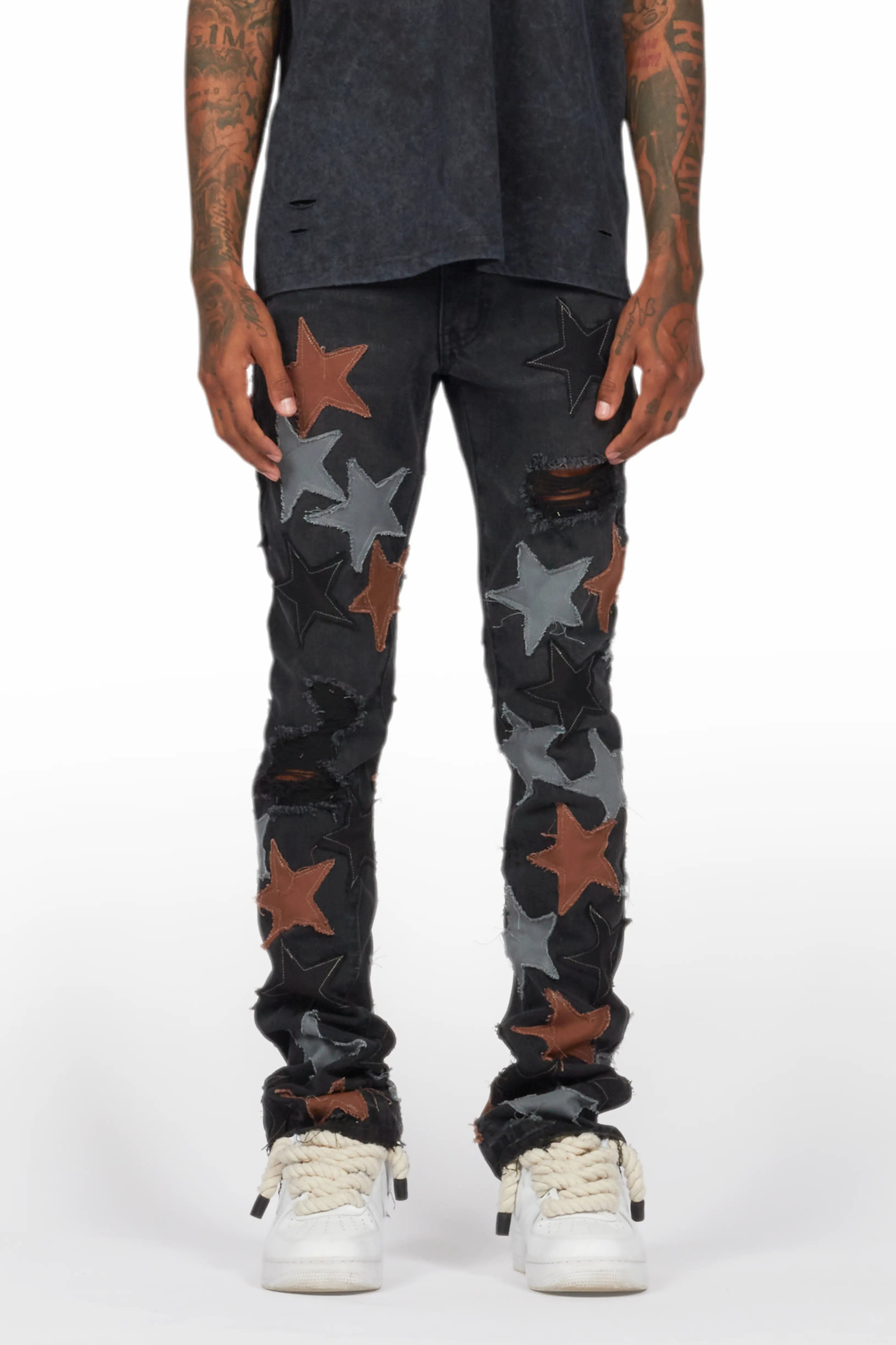 StarLane Black Stacked Flare Jean