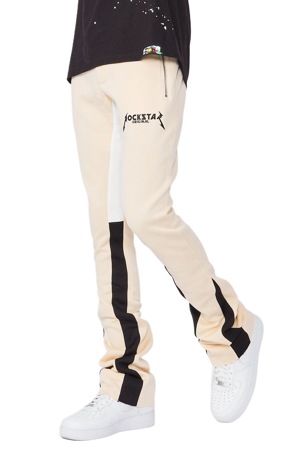 Everest Beige Stacked Flare Track Pant