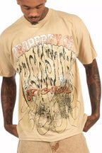 Raezion Beige/Brown Oversized Graphic T-Shirt