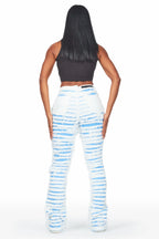 Melany White/Blue Stacked Flared Jean