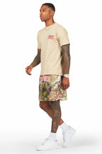 Ceri Olive Graphic Short