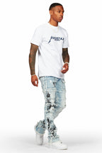 Karl Blue Painter Stacked Flare Jean