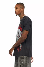 Kaelonix Black Oversized Graphic T-Shirt