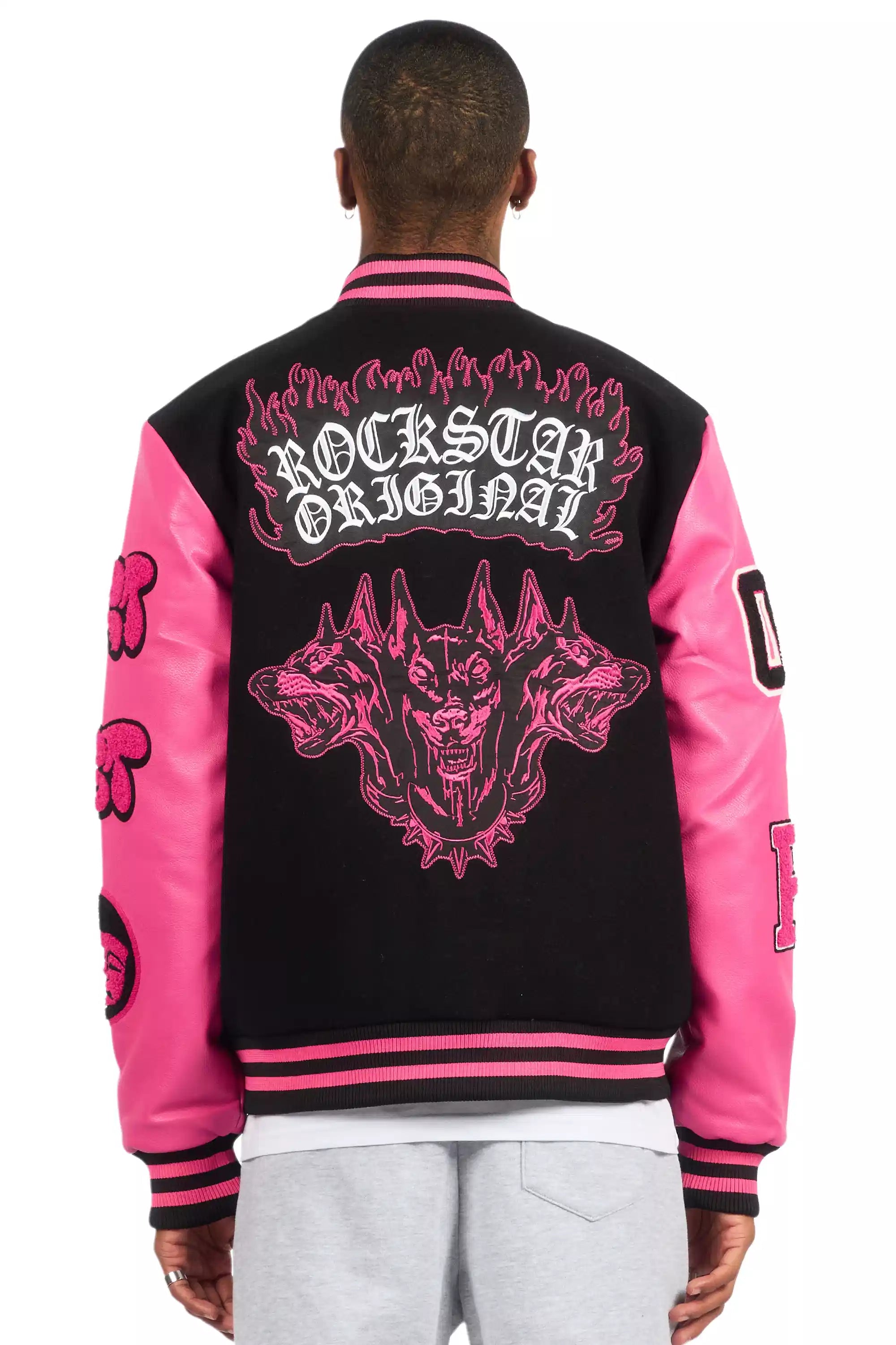 Leslaw Pink/Black Varsity Jacket