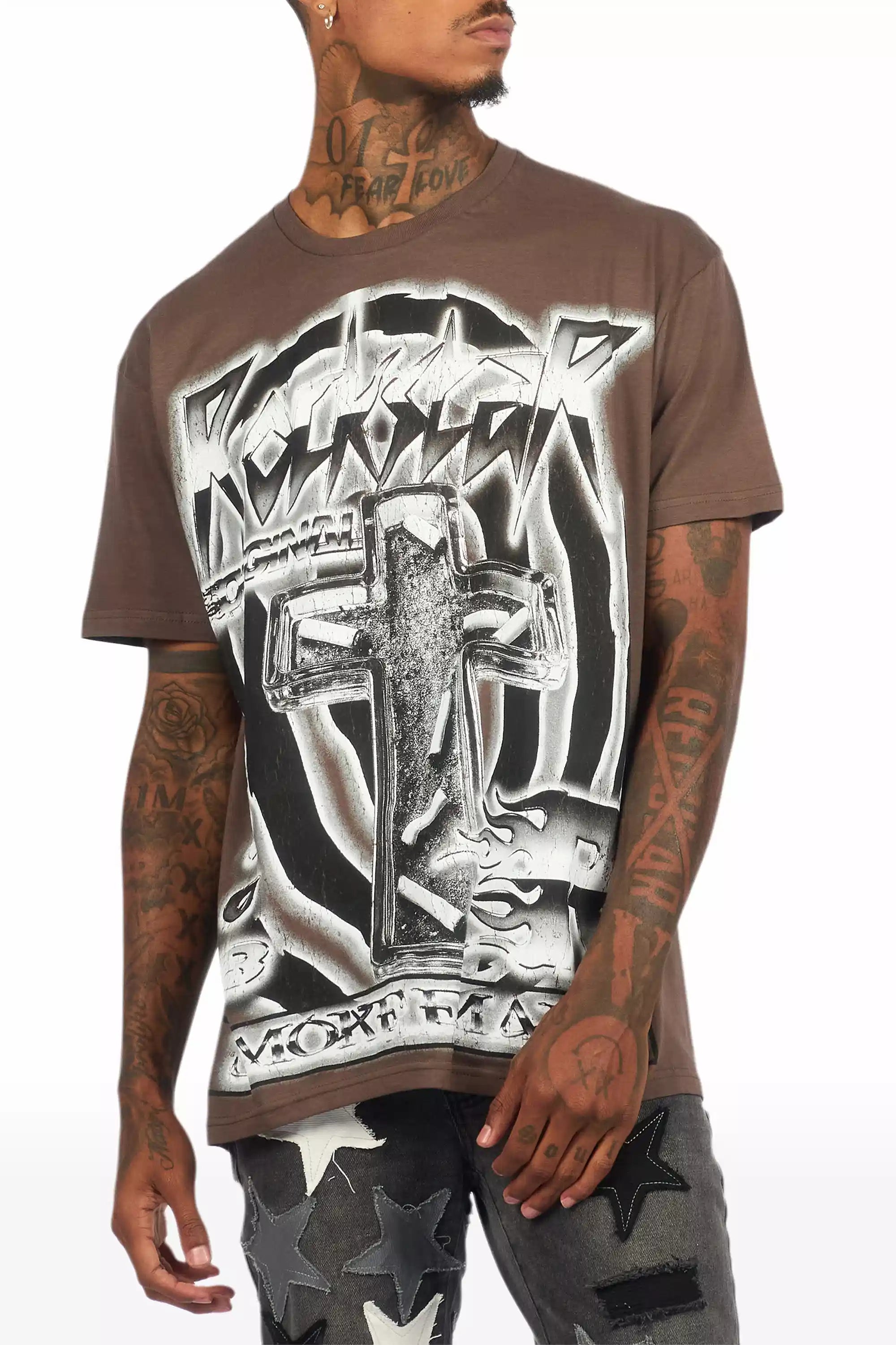 Smokeem Dark Grey/Black Oversized Graphic T-Shirt