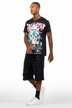 Kip Black T-Shirt/Denim Short Set