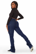 Vixen Dark Wash Cargo Super Stacked Jean