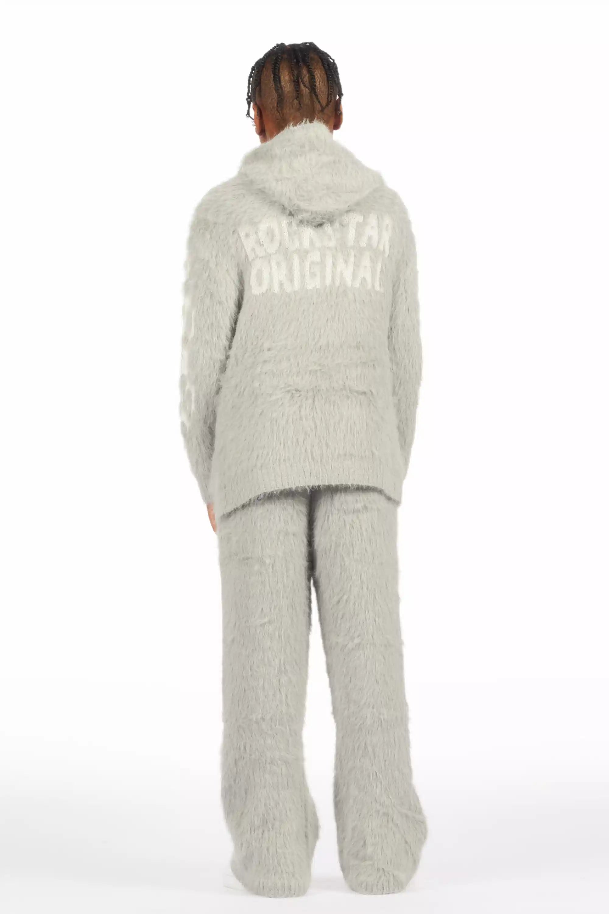 Boys Toshio Grey Stacked Flare Knitted Mohair Track Set