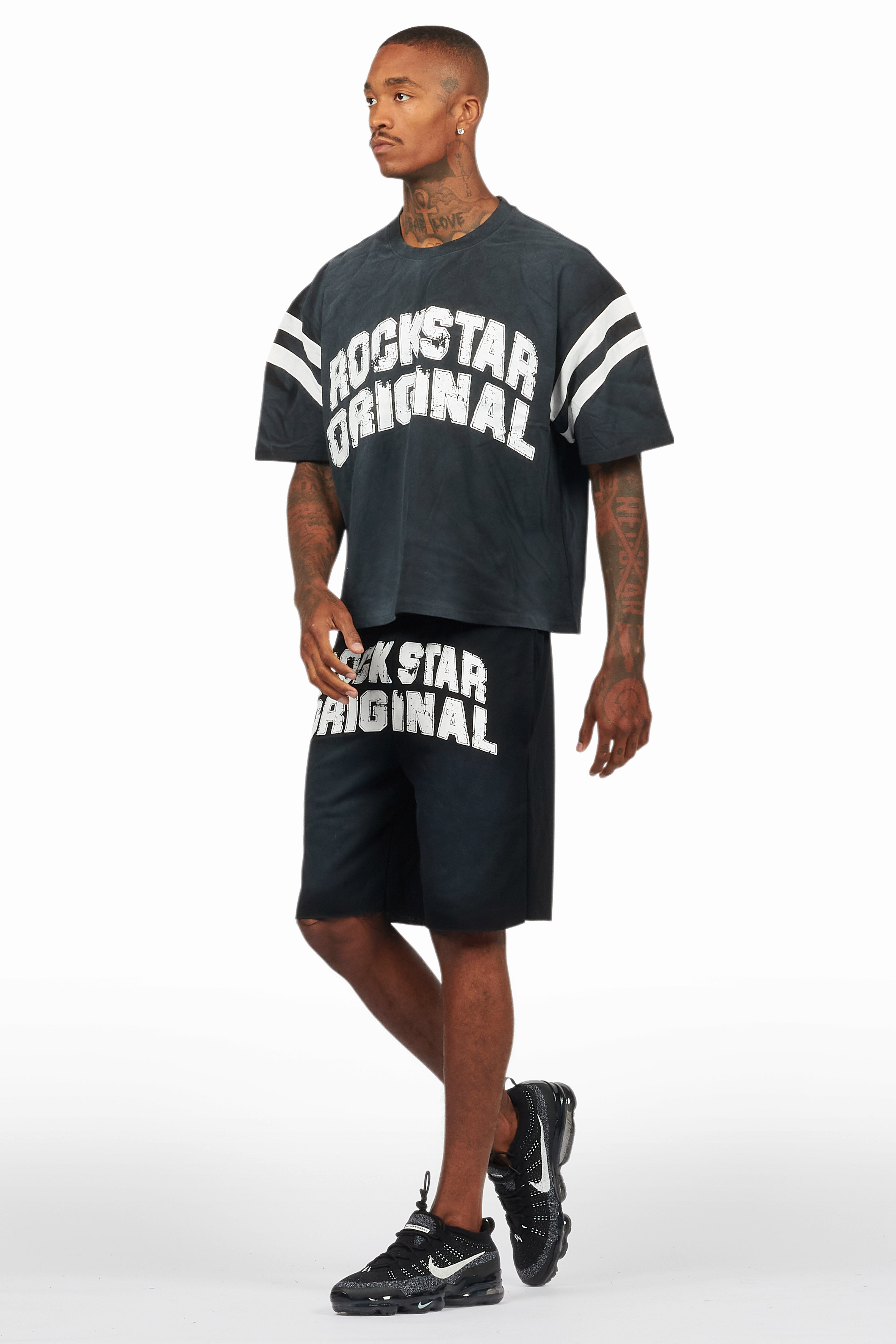 Tumo Black Crop Boxy Tee Short Set