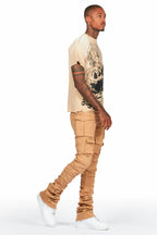 Gentry Beige Stacked Flare Jean