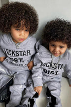 Boys Scottie Grey/Black Hoodie Super Stacked Flare Track Set