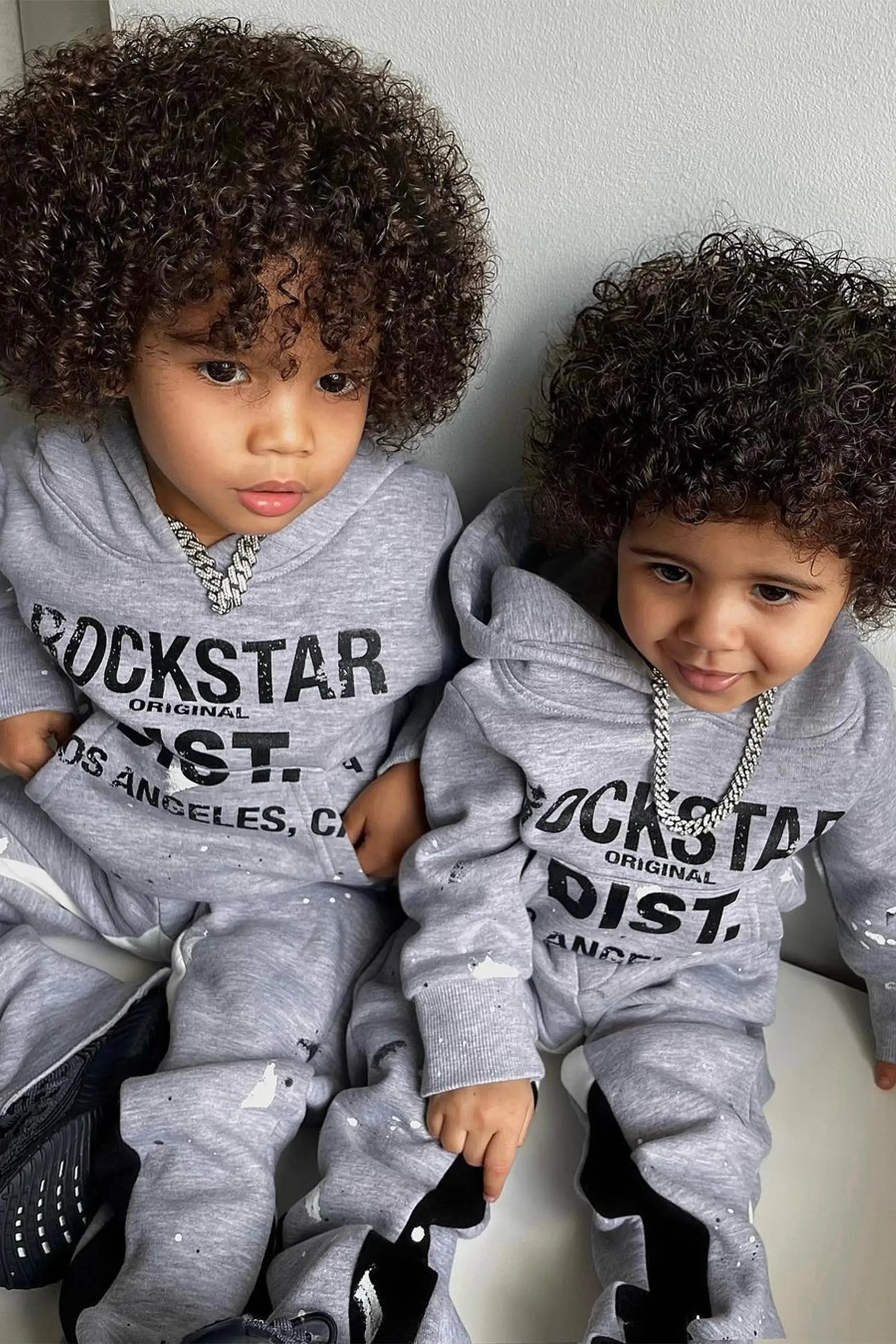 Boys Scottie Grey/Black Hoodie Super Stacked Flare Track Set