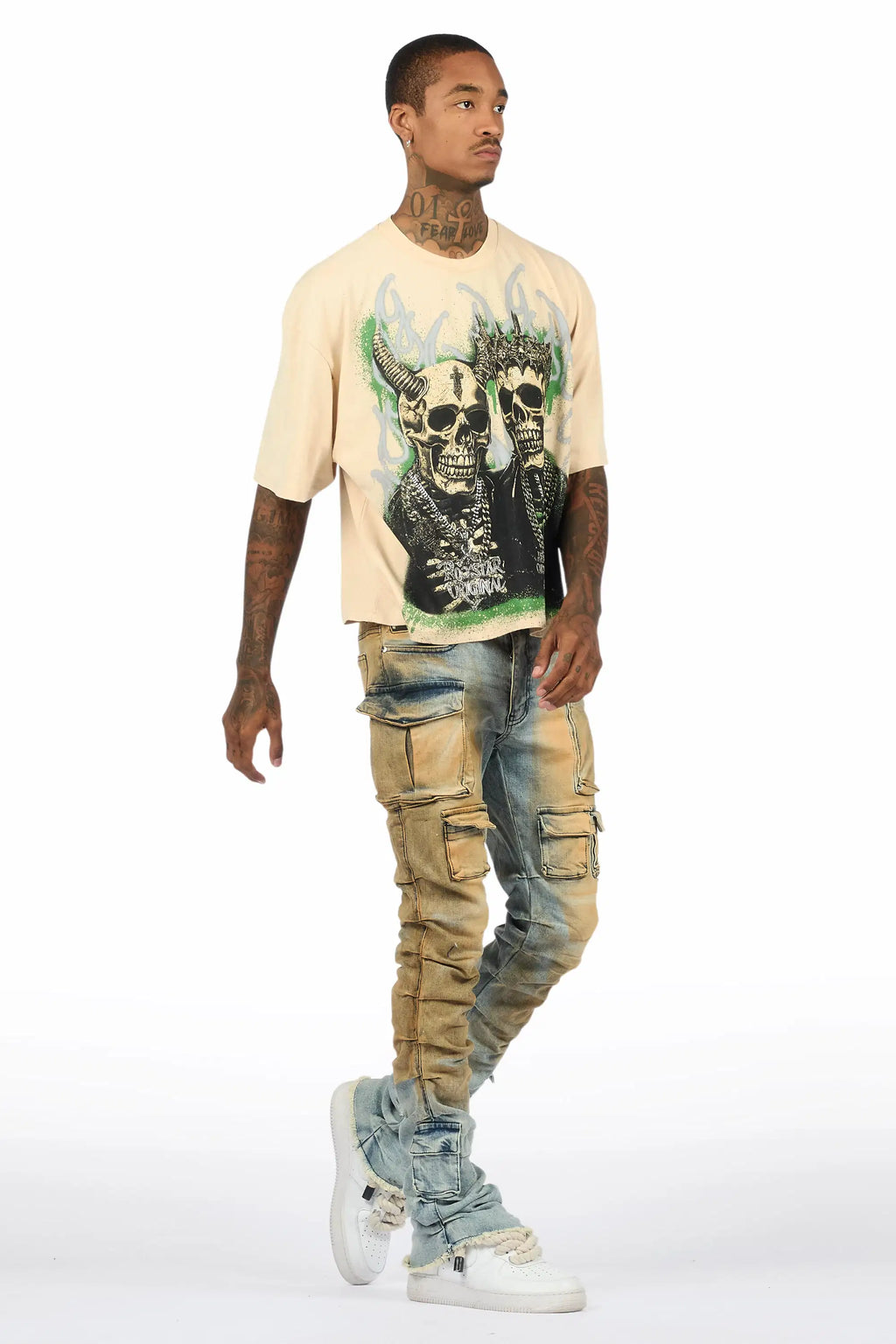 Gentry Dirty Blue Stacked Flare Jean