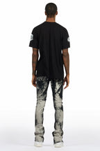 Amos Black T-Shirt/Stacked Flare Jean Bundle