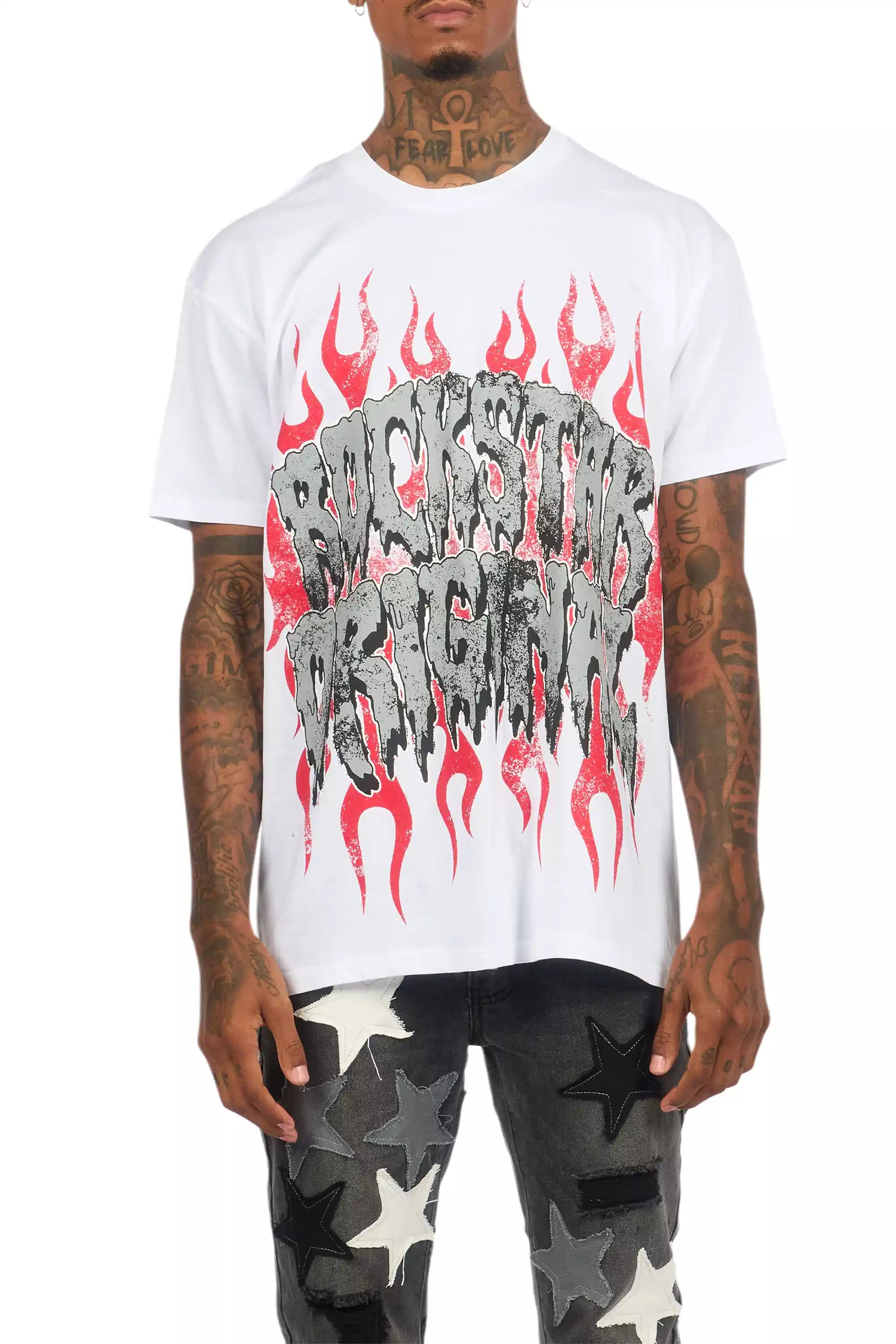 Kaelonix White Oversized Graphic T-Shirt