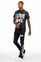 Banyan Black T-Shirt/Stacked Flare Track Set