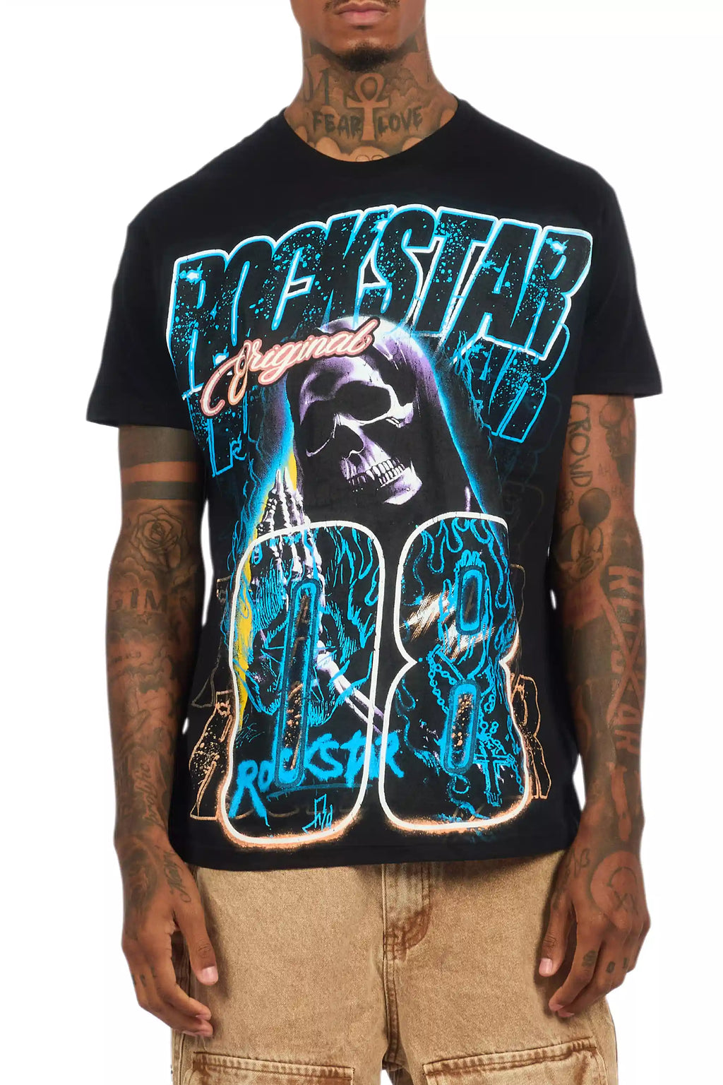 Kruz Black/Blue Oversized Graphic T-Shirt
