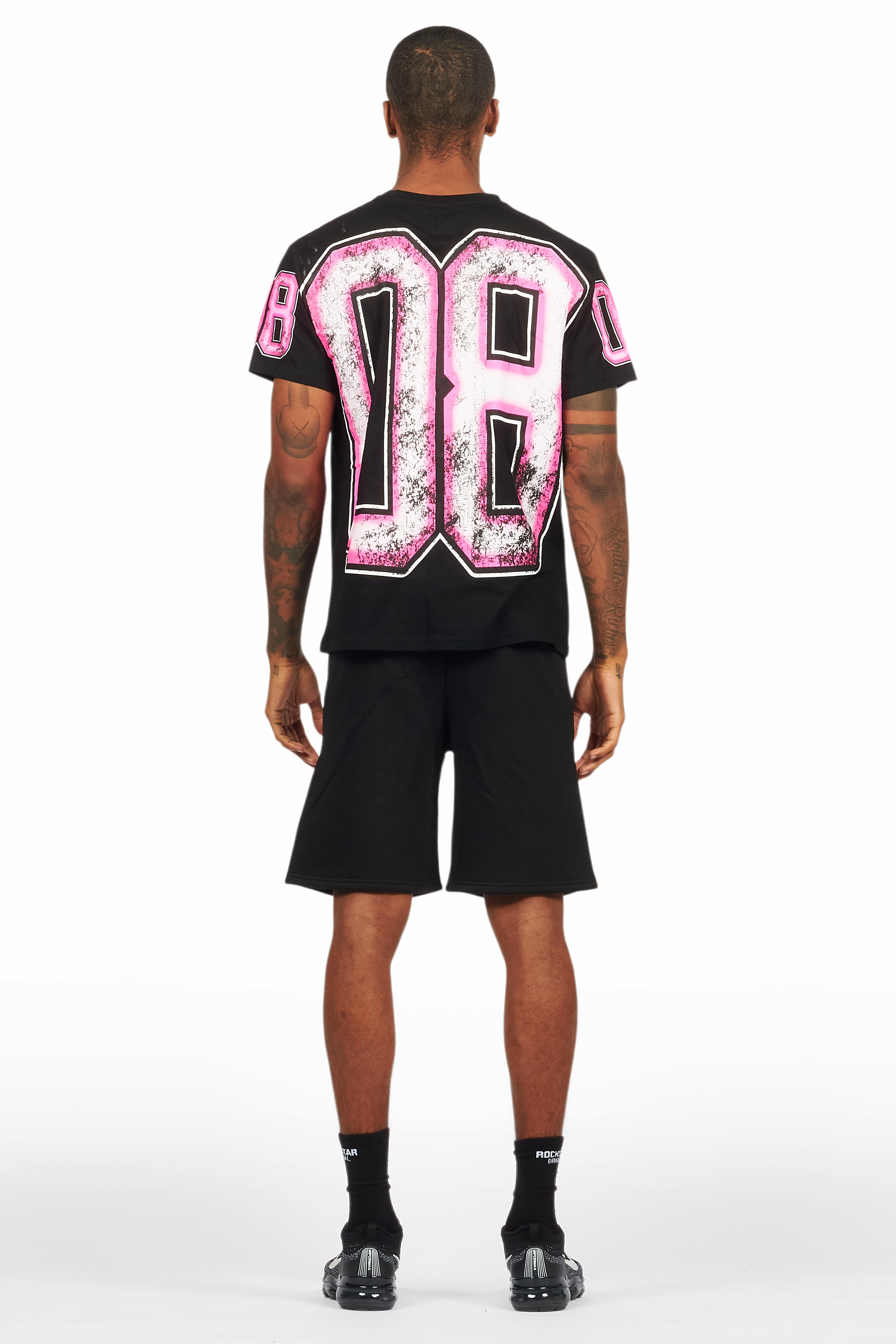 Fields Black/Pink T-Shirt Short Set